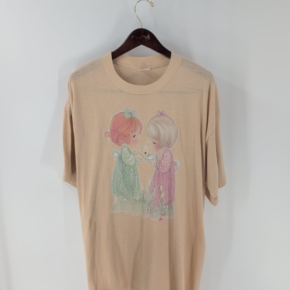Platinum By Dorothy Schoelen Tops - Vintage Platinum USA 80s Round Neck Short Sleeve Graphic T-Shirt Ivory Size 4XL